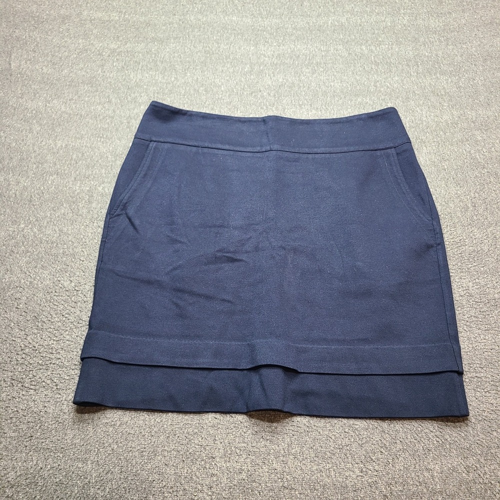 Cabi‎ Mini Skirt Womens 10 Navy Blue Excellent Tiered Hem Exposed Zip